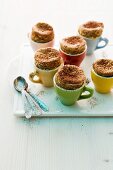 Mocha soufflés in espresso cups