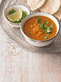 Lentil soup with red lentils and coriander