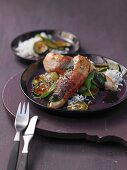 Saltimbocca with rice and courgette