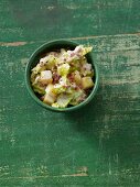 Creamy savoy cabbage with diced potatoes and bacon