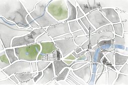 Illustration: Stadtkarte Londons um die Oxford Street