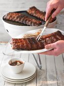 Grilled spare ribs with barbecue sauce