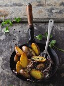 Fried potatoes with coriander grremolata