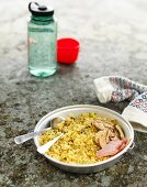 Risotto mit Räucherfleisch & getrockneten Pilzen fürs Camping