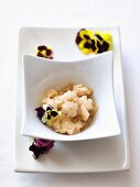 Pineapple and ginger granita with pansies