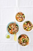 Asian noodle soup with shiitake and shrimp