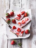Strawberry cheesecake bars with amaranth and honey