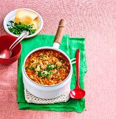 Rice and lentil minestrone