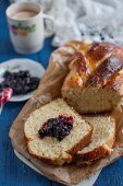 Sweet bread plait with jam