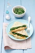 Pancakes with a spinach and mascarpone filling