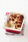 Hot cross bun bread pudding
