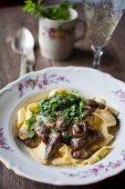 Pappardelle with wild mushrooms and lovage