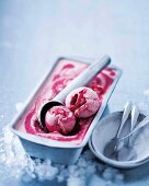 Plum and raspberry ice cream
