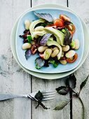 Butter bean salad with avocado, tomatoes and basil