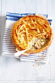 A ham, leek and celery bake with a puff pastry topping