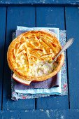 Ham, leek and celery bake with a puff pastry topping