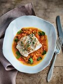Grilled fish on a pumpkin medley with lentils