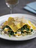 Open ravioli with spinach and ricotta