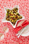 Fried Brussels sprouts with balsamic vinegar and cranberries for Christmas