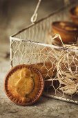 Easter pies in a wire basket