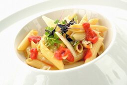 Penne pasta with sea urchins and vegetables