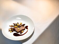 A dish by Joachim Wissler: shoulder of ox braised in Barolo vinegar with radicchio and grape must