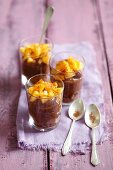 Chocolate mousse with biscuits and persimmons