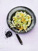 Pointed cabbage salad with black sesame seeds