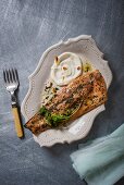Herb trout with horseradish yoghurt