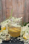 A glass of elderflower jelly