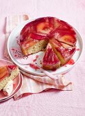 Rhubarb and apple upside-down cake
