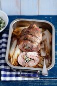 Stuffed turkey leg with chicory