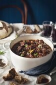 Beef stew with red wine and chocolate