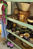 Open shelves of crockery