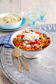 Tagine with assorted vegetables and goats' cheese