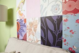 DIY collage mural of various wallpapers