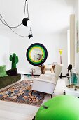 Surrealist designer pieces in living room