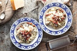 Mushroom risotto with pancetta and Parmesan cheese