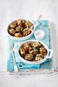 Baked mushrooms stuffed with blue cheese, walnuts and parsley