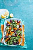 Vegetable salad with quinoa balls