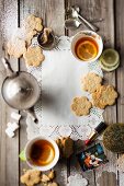 Flower-shaped biscuits served with tea