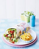Mexican wraps with baked beans and avocado