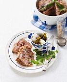 Pork pâté with dried plums and pickles