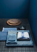 Japanese fabrics with various patterns in differing shades of blue