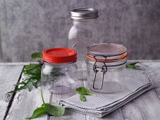 Various storage jars with screw-tops and flip-tops