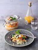 Carrot and couscous salad with chickpeas from a jar