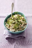 Smoked mackerel and quark paste with radishes and beansprouts