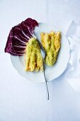 Battered courgette flowers (Italy)