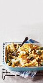 Pasta bake with spinach, broccoli and cauliflower