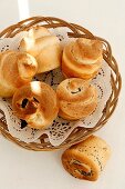 Yeast rolls in a basket